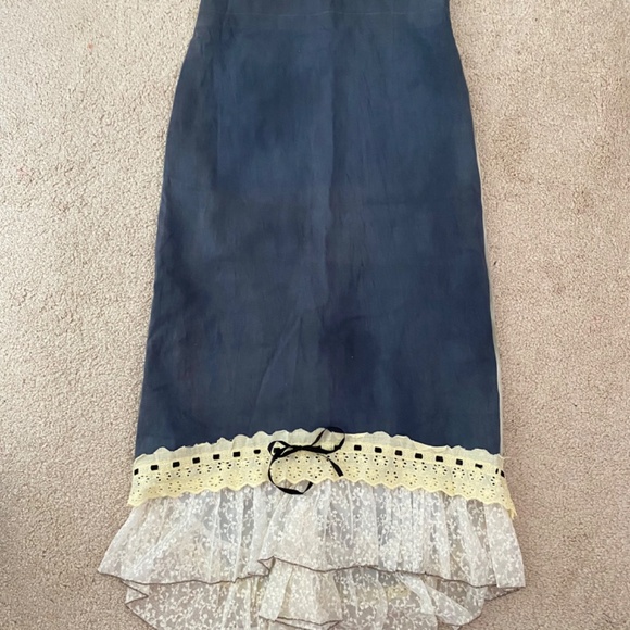 vintage denim lace midi skirt - Picture 2 of 4